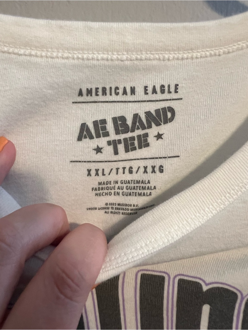 American Eagle Off-White Rolling Stones Band Tee w/Black & Purple | Women’s XXL - Picture 3 of 4